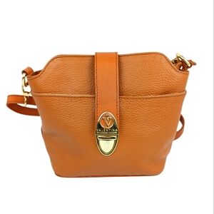 Valentina Tan Leather Cross Body Bag 3 Compartments Made in Italy GUC